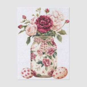 Kleurrijke waterverf Paaseieren en Bloemen Tissuepapier