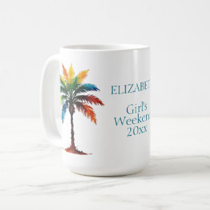 Kleurrijke Waterverf palmbomen gepersonaliseerd Koffiemok