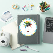 Kleurrijke Waterverf Palmboom Monogram Sticker (iPad Cover)