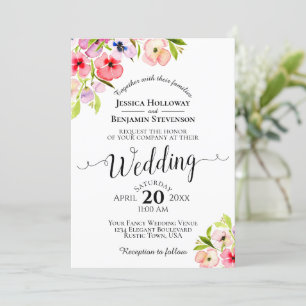 Kleurrijke Waterverf Pansies en wilde bloemen Kaart