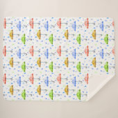 Kleurrijke Waterverf Paraplu's en Regendruppels He Sherpa Deken (Voorkant (horizontaal))