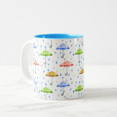 Kleurrijke Waterverf Paraplu's en Regendruppels He Tweekleurige Koffiemok (Voorkant links)