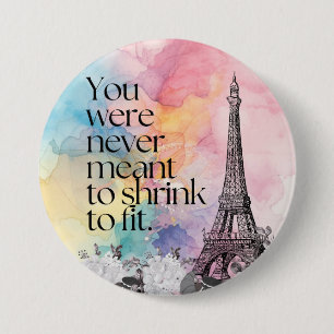 Kleurrijke Waterverf Paris Eiffeltoren Citaat Kuns Ronde Button 7,6 Cm