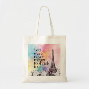 Kleurrijke Waterverf Paris Eiffeltoren Citaat Kuns Tote Bag
