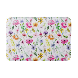 Kleurrijke Waterverf Pastel Flowers Bath Mat