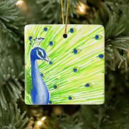Kleurrijke Waterverf Peacock Keramisch Ornament