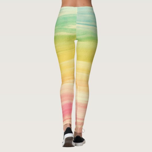 Kleurrijke Waterverf penseelstreken Leggings (Achterkant)