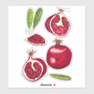 Kleurrijke Waterverf Pomegranates Herfst Fruity Sticker