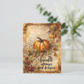 Kleurrijke Waterverf Pompoen & Herfstbladeren Oogs Briefkaart (Staand voorkant)