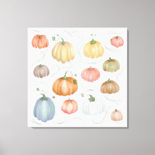 Kleurrijke Waterverf pompoen patch Canvas Afdruk