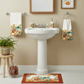 Kleurrijke waterverf pompoenen en bladeren handdoek