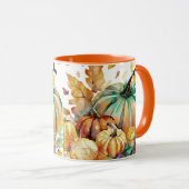 Kleurrijke waterverf pompoenen en bladeren mok (Voorkant rechts)