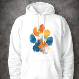 Kleurrijke Waterverf Pootafdruk Kunst Huisdier Lie Hoodie
