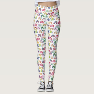Kleurrijke Waterverf Rainbows harten en sterpatroo Leggings
