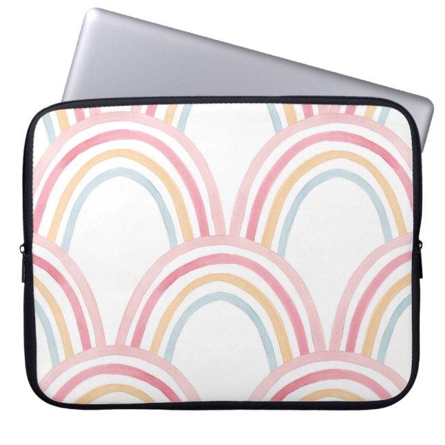 Kleurrijke Waterverf regenboog naadloze illustrati Laptop Sleeve (Voorkant)