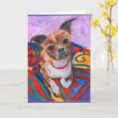 Kleurrijke waterverf schilderij van lieve chihuahu kaart (Gele Bloem)