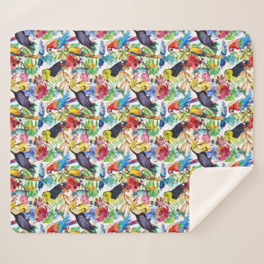 Kleurrijke Waterverf Sherpa Deken (Voorkant (horizontaal))