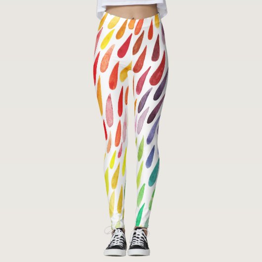Kleurrijke Waterverf Splash Set Leggings (Voorkant)