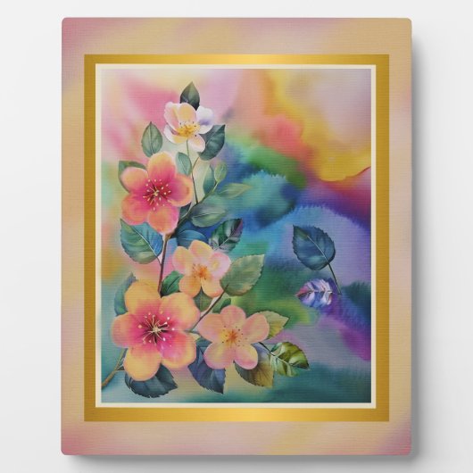 Kleurrijke Waterverf Spring Branch met Flowers Fotoplaat (Voorkant)