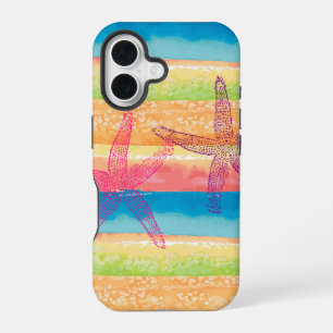 Kleurrijke Waterverf Strepen Zeester iPhone 16 Hoesje