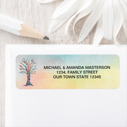 Kleurrijke Waterverf - Terug adreslabel Etiket (Insitu)