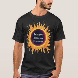 Kleurrijke Waterverf Totale Zonsverduistering 2026 T-shirt