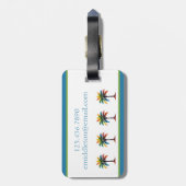 Kleurrijke Waterverf Tropical Palm Tree Monogram Bagagelabel (Achterkant verticaal)