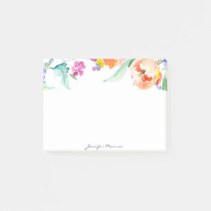 Kleurrijke waterverf tulpen gepersonaliseerd post-it® notes