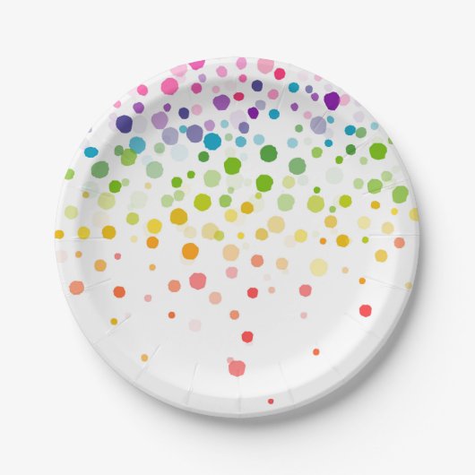 Kleurrijke Waterverf Verf Splatter | Viering Papieren Bordje (Voorkant)