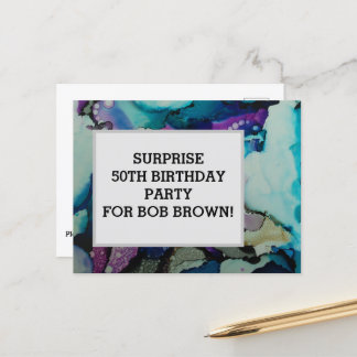 Kleurrijke waterverf verjaardags uitnodiging ansic