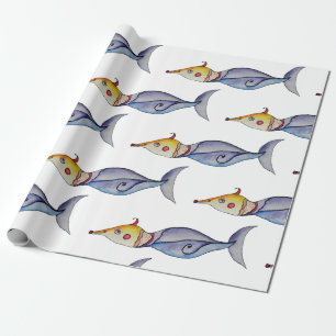 Kleurrijke Waterverf vis Cadeaupapier