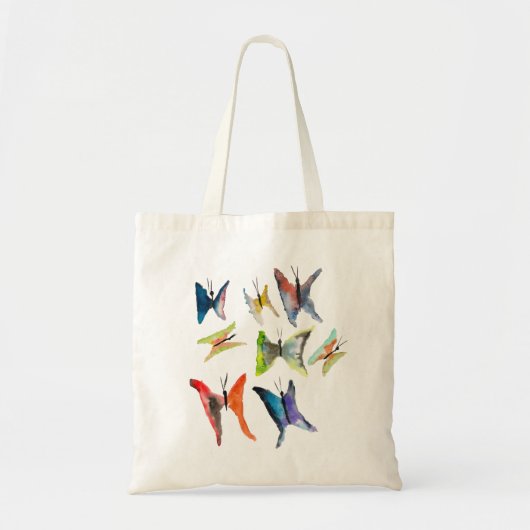 Kleurrijke waterverf vlinder canvas tas (Voorkant)