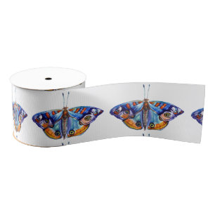 Kleurrijke waterverf vlinder grosgrain lint