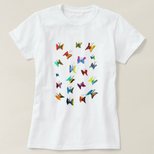 Kleurrijke waterverf vlinders t-shirt