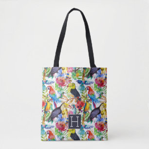 Kleurrijke Waterverf Voeg je Initiaal toe Tote Bag