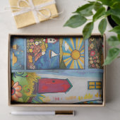 Kleurrijke Waterverf volkskunst lichthuizen Tissuepapier (Geschenk)