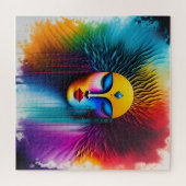 Kleurrijke Waterverf vrouw gezicht Abstract expres Legpuzzel (Horizontaal)