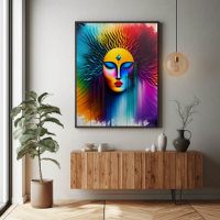 Kleurrijke Waterverf vrouw gezicht Abstract expres