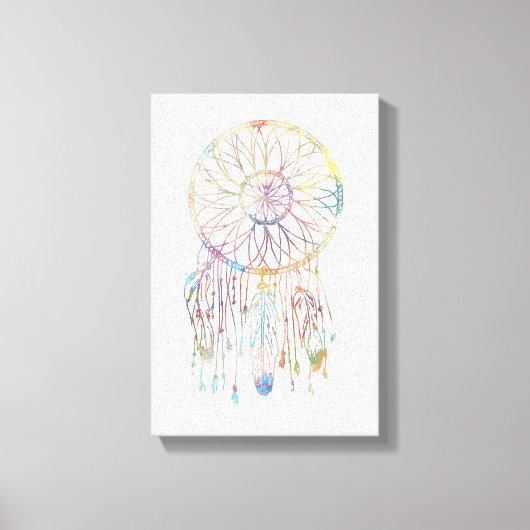 Kleurrijke Waterverf Whimsical Dreamcatcher Canvas Afdruk (Voorkant)