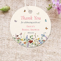 Kleurrijke Waterverf Wildbloemen en Butterflies Bedankjes Labels