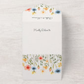 Kleurrijke waterverf wilde bloem all in one uitnodiging (Buitenkant)