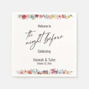 Kleurrijke Waterverf Wilde bloem De nacht ervoor Servet