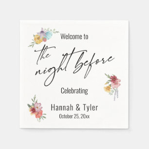 Kleurrijke Waterverf Wilde bloem De nacht ervoor Servet