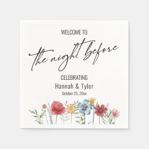 Kleurrijke Waterverf Wilde bloem De nacht ervoor Servet