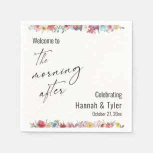 Kleurrijke Waterverf Wilde bloem na de ochtend Servet