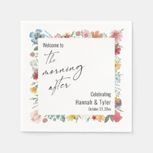 Kleurrijke Waterverf Wilde bloem na de ochtend Servet