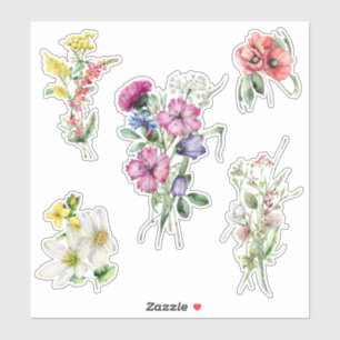 Kleurrijke Waterverf Wildflower Bouquets Sticker