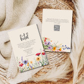 Kleurrijke Waterverf Wildflower Wedding Hotel Beig Informatiekaartje