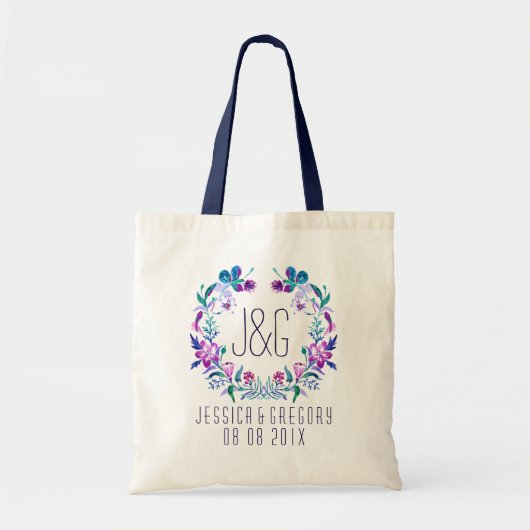 Kleurrijke Waterverven Bloemkrans Tote Bag (Voorkant)
