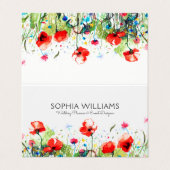 Kleurrijke Waterverven Flowers & Red Poppies Visitekaartjes (Buitenkant ongevouwen)